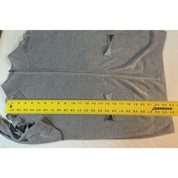 ST. JOHN Gray Zip Cardigan Size SMALL Melange/Granite Funky Design Lightweight - Picture 8 of 13